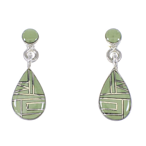 Authentic Sterling Silver Turquoise Southwest Tear Drop Post Dangle Earrings AX94925